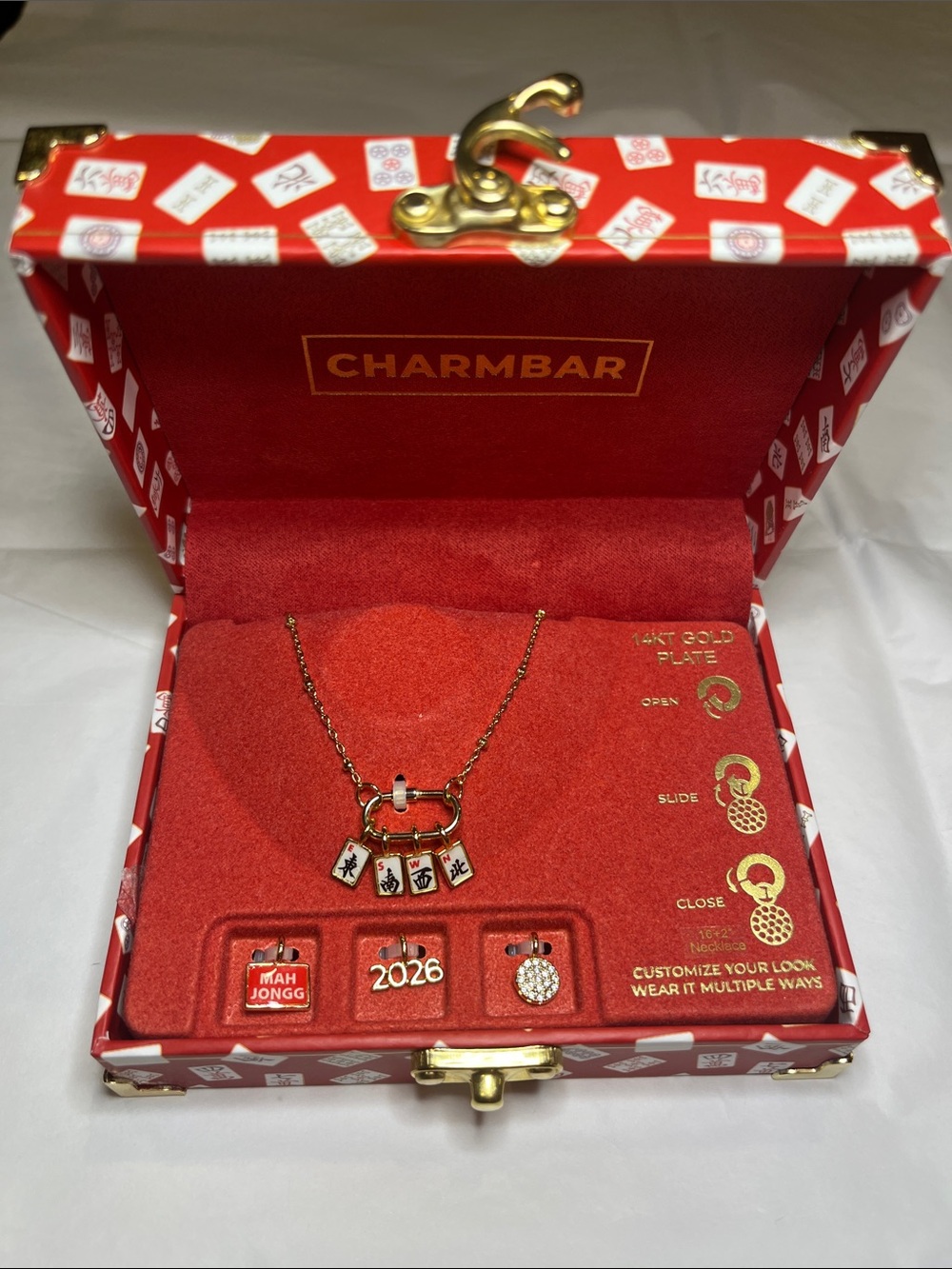 BRAND NEW - CharmBar 14K Gold-Plated NEWS Mahjong Charm Necklace • 2026